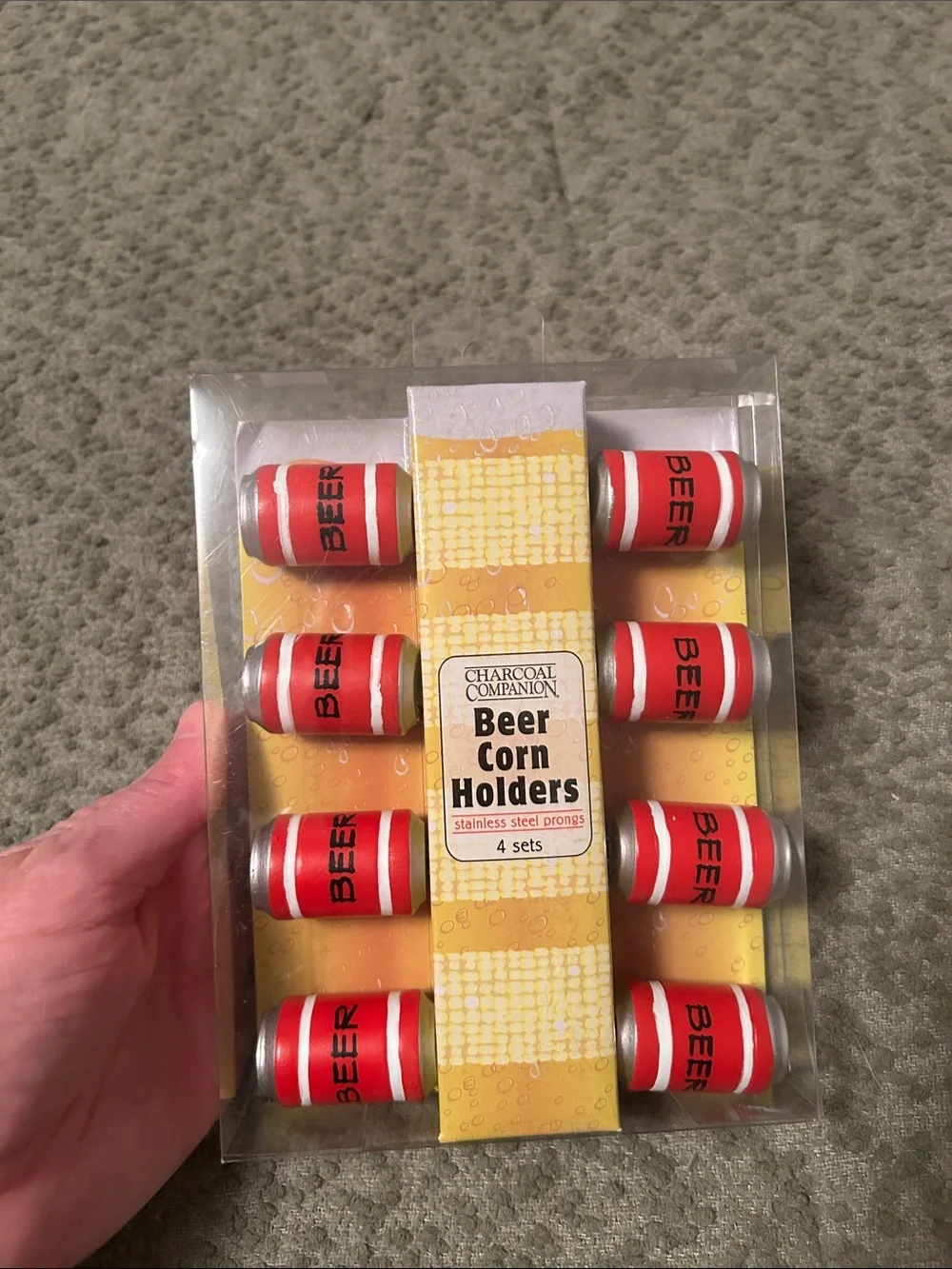 Red Beer Corn Holders - 4 Sets